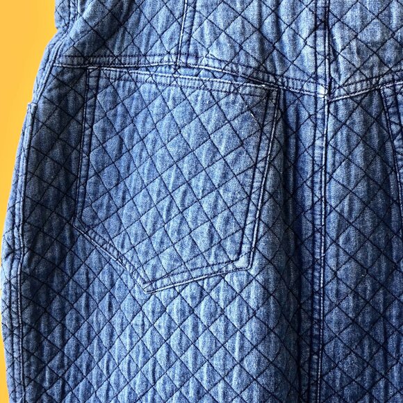 Perry Ellis Vintage 80's Blue Denim Skirt QUILTED - Picture 12 of 15
